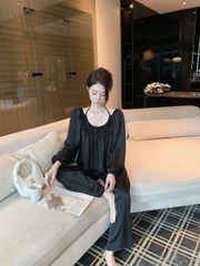Td cổ tròn cột dây Đen Trắng