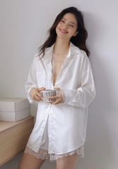 Đùi cao cấp trơn ren Đen Trắng
