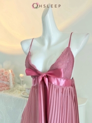 Váy 2d xếp li nơ Hồng