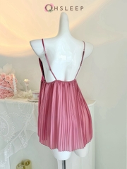 Váy 2d xếp li nơ Hồng