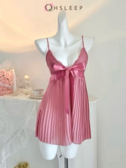 Váy 2d xếp li nơ Hồng