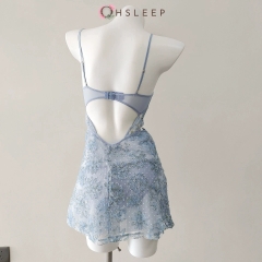 Váy 2 dây hoa sexy Hồng Xanh