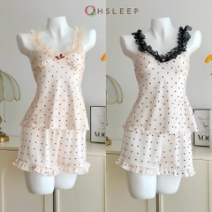 Đùi 2 dây chấm bi cổ ren 2