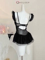 Váy 2d ren bèo Hồng Đen