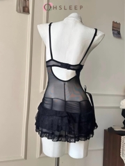 Váy 2d ren bèo Hồng Đen