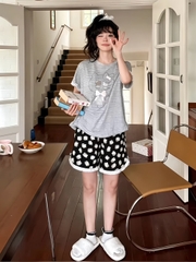 Đùi cotton kitty Đen Hồng