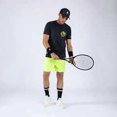 Áo Ngắn Tay Thể Thao Nam Pickleball/Tennis About Tech ROCK BLACK & FLUO YELLOW