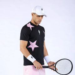 Áo Ngắn Tay Thể Thao Nam Pickleball/Tennis About Tech STARS BLACK & PINK