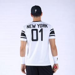 Áo Ngắn Tay Thể Thao Nam Pickleball/Tennis About Tech ICON NEW YORK WHITE & BLACK