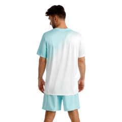 Áo tay ngắn thể thao tennis/pickleball nam Bidi Badu Crew 2.0 Turquoise White