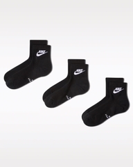 Tất Thể Thao Unisex Nike Black Cổ Thấp 3PR - Black