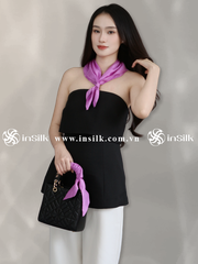 Khăn lụa tơ tằm | combo khăn Twilly & khăn lụa vuông 55*55 | InSilk - Hồng hy (hồng)