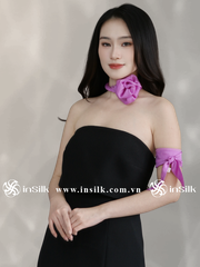 Khăn lụa tơ tằm | combo khăn Twilly & khăn lụa vuông 55*55 | InSilk - Hồng hy (hồng)