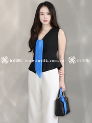 Khăn lụa tơ tằm | combo khăn Twilly & khăn lụa vuông 55*55 | InSilk - Lam hy (xanh coban)