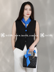 Khăn lụa tơ tằm | combo khăn Twilly & khăn lụa vuông 55*55 | InSilk - Lam hy (xanh coban)
