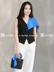 Khăn lụa tơ tằm | combo khăn Twilly & khăn lụa vuông 55*55 | InSilk - Lam hy (xanh coban)