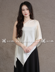 Khăn lụa tơ tằm | khăn choàng lụa - đôi | InSilk - Tố hy (Kem)