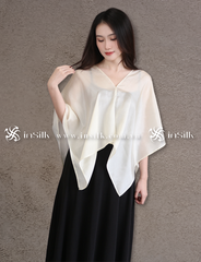 Khăn lụa tơ tằm | khăn choàng lụa - đôi | InSilk - Tố hy (Kem)