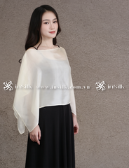 Khăn lụa tơ tằm | khăn choàng lụa - đôi | InSilk - Tố hy (Kem)