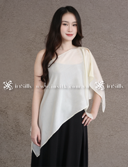 Khăn lụa tơ tằm | khăn choàng lụa - đôi | InSilk - Tố hy (Kem)