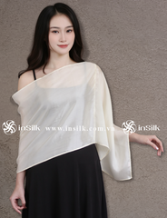 Khăn lụa tơ tằm | khăn choàng lụa - đơn | InSilk - Tố hy ( kem)