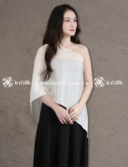 Khăn lụa tơ tằm | khăn choàng lụa - đơn | InSilk - Tố hy ( kem)