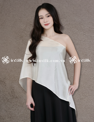 Khăn lụa tơ tằm | khăn choàng lụa - đơn | InSilk - Tố hy ( kem)