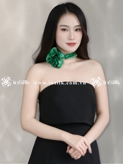 Khăn lụa tơ tằm | khăn lụa vuông 65*65 | InSilk - Diệp vân (xanh lá, cam)