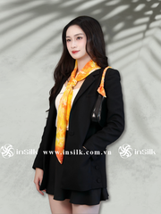 Khăn lụa tơ tằm | khăn lụa vuông 90*90 | InSilk - Hoàng vân (cam, vàng)