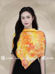Khăn lụa tơ tằm | khăn lụa vuông 90*90 | InSilk - Hoàng vân (cam, vàng)