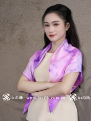 Khăn lụa tơ tằm | khăn lụa vuông 90*90 | InSilk - Khuê vân (hồng, tím)