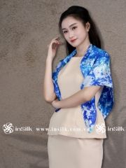 Khăn lụa tơ tằm | khăn lụa vuông 90*90 | InSilk - Lam Vân (xanh dương, trắng)