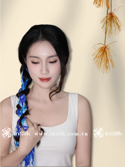 Khăn lụa tơ tằm | khăn lụa vuông 90*90 | InSilk - Lam Vân (xanh dương, trắng)