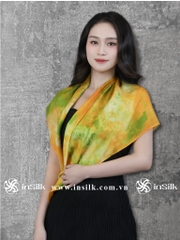 Khăn lụa tơ tằm | khăn lụa vuông 90*90 | InSilk - Oanh Vân (vàng, xanh lá)