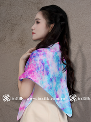 Khăn lụa tơ tằm | khăn lụa vuông 90*90 | InSilk - Tinh vân (hồng, xanh dương)