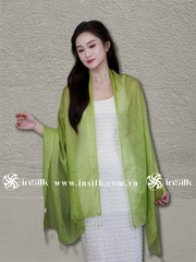 Khăn lụa tơ tằm | khăn quàng lụa (loại mỏng) | InSilk - Diệp sương (xanh lá)