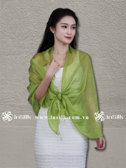 Khăn lụa tơ tằm | khăn quàng lụa (loại mỏng) | InSilk - Diệp sương (xanh lá)