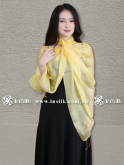 Khăn lụa tơ tằm | khăn quàng lụa (loại mỏng) | InSilk - Hoàng sương (vàng)