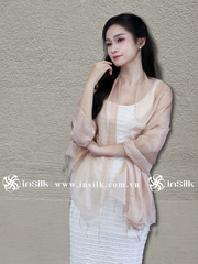 Khăn lụa tơ tằm | khăn quàng lụa (loại mỏng) | InSilk - Uyển sương (beige)