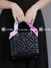 Khăn lụa tơ tằm | khăn Twilly | InSilk - Tinh vân (hồng, xanh dương)
