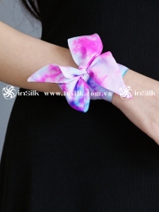 Khăn lụa tơ tằm | khăn Twilly | InSilk - Tinh vân (hồng, xanh dương)