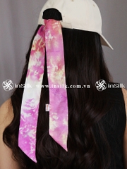 Khăn lụa tơ tằm | khăn Twilly | InSilk - Đào vân (hồng, vàng)