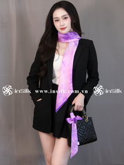 Khăn lụa tơ tằm | khăn Twilly | InSilk - Khuê vân (hồng, tím)