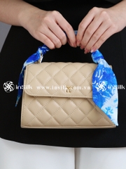Khăn lụa tơ tằm | khăn Twilly | InSilk - Lam Vân (xanh dương, trắng)