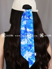 Khăn lụa tơ tằm | khăn Twilly | InSilk - Lam Vân (xanh dương, trắng)
