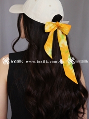 Khăn lụa tơ tằm | khăn Twilly | InSilk - Oanh Vân (vàng, xanh lá)