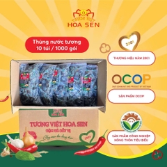 Thùng Nước tương gói nhỏ 13g TV- Thùng 10 túi 1000 gói - Tương Việt Hoa Sen - Đậm đà bắt vị