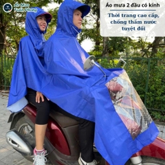 Áo mưa cánh dơi 2 đầu (81-2G) có kính chất liệu vải dù vân tổ ong cao cấp chống thấm mưa tốt (Tuấn Phong)