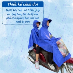 Áo mưa cánh dơi 2 đầu (81-2G) có kính chất liệu vải dù vân tổ ong cao cấp chống thấm mưa tốt (Tuấn Phong)