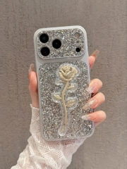 Ốp Lưng iPhone Hoa Hồng Ánh Kim Lấp Lánh Luxury